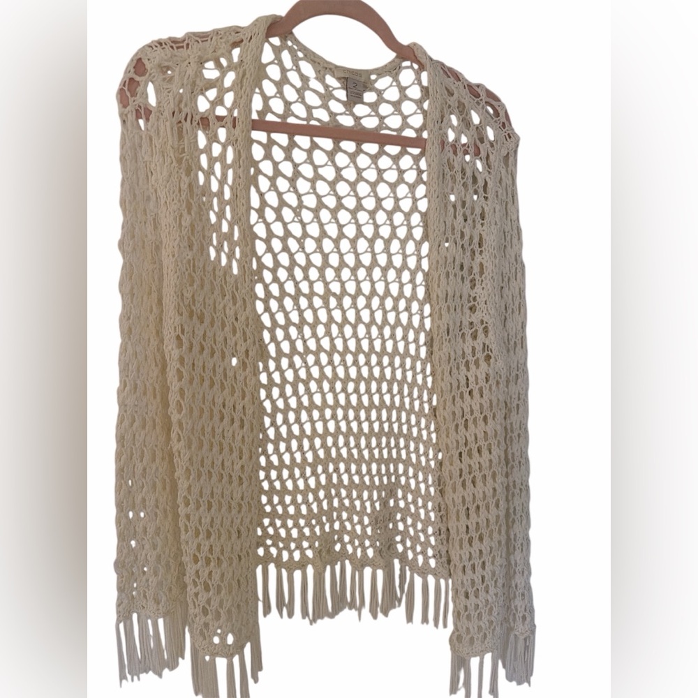 Chico's Cream Open-Knit sweater size 2